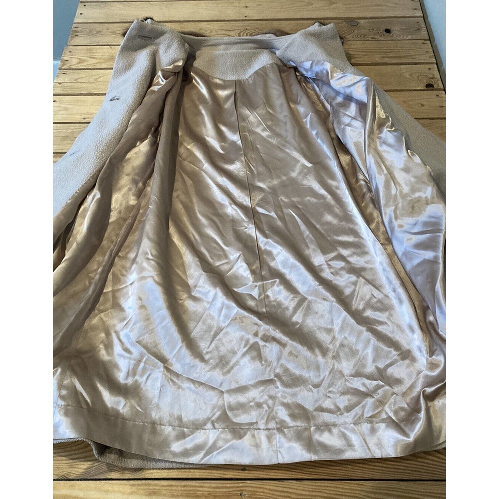 Vintage Union Made Real Fur Neck Button Front Over Coat Size Small Women’s Beige - Picture 3 of 9